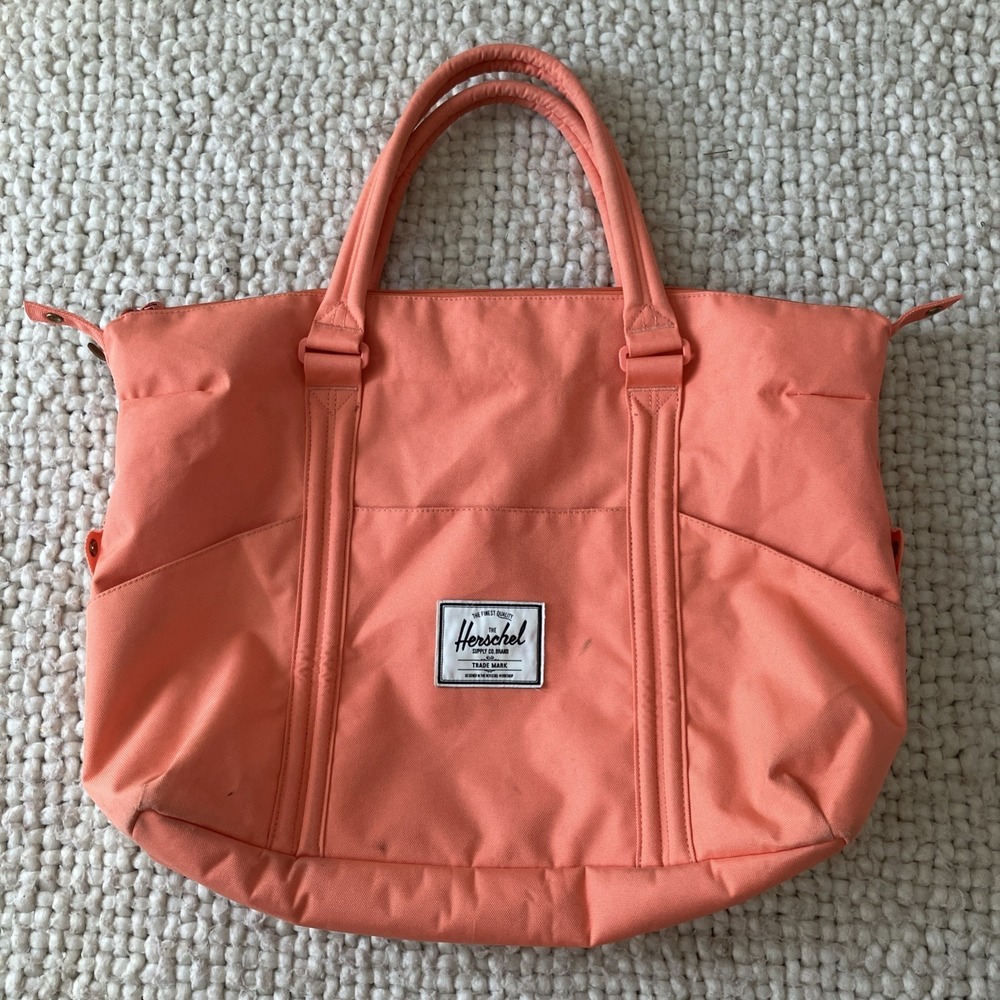 Herschel Supply Co.‎ Pink Tote Bag Pockets Easy Access Double Zip Side Snap Alt